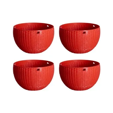 Set of 04 - 7 X 4.5 Inch Red Premium Euro Plastic Hanging Basket