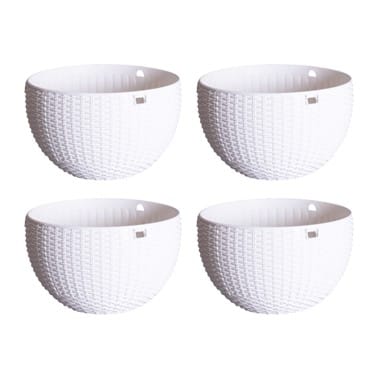Set of 04 - 7 X 4.5 Inch White Premium Euro Plastic Hanging Basket