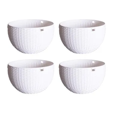 Set of 04 - 7 X 4.5 Inch White Premium Euro Plastic Hanging Basket
