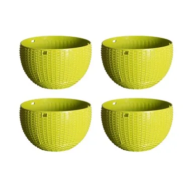 Set of 04 - 7 X 4.5 Inch Green Premium Euro Plastic Hanging Basket