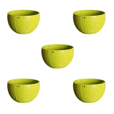 Set of 05 - 7 X 4.5 Inch Green Premium Euro Plastic Hanging Basket