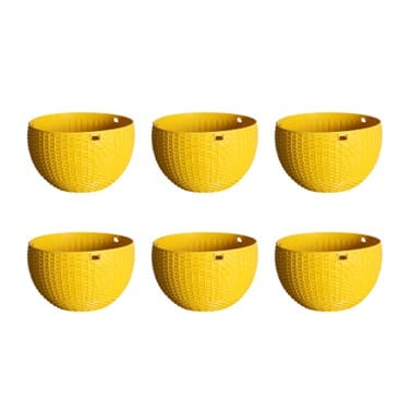 Set of 06 - 7 X 4.5 Inch Yellow Premium Euro Plastic Hanging Basket