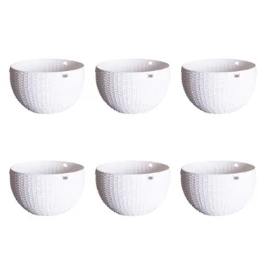 Set of 06 - 7 X 4.5 Inch White Premium Euro Plastic Hanging Basket