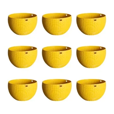 Set of 09 - 7 X 4.5 Inch Yellow Premium Euro Plastic Hanging Basket