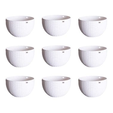 Set of 09 - 7 X 4.5 Inch White Premium Euro Plastic Hanging Basket