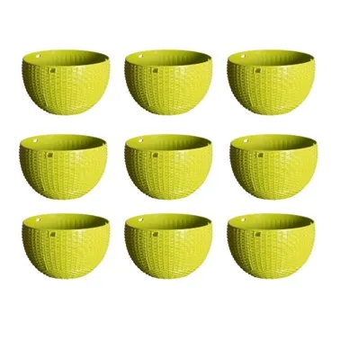 Set of 09 - 7 X 4.5 Inch Green Premium Euro Plastic Hanging Basket