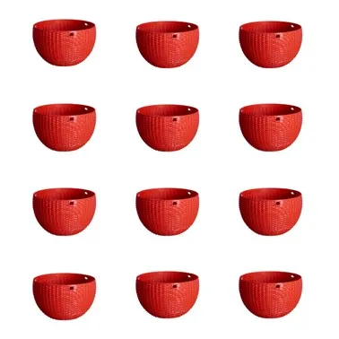 Set of 12 - 7 X 4.5 Inch Red Premium Euro Plastic Hanging Basket