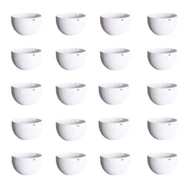 Set of 20 - 7 X 4.5 Inch White Premium Euro Plastic Hanging Basket