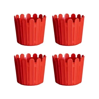 Set of 04 - 6 Inch Red Premium Tippy Plastic Pot
