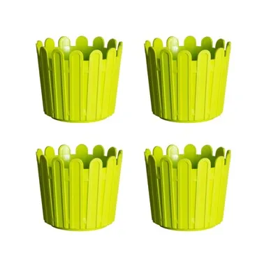 Set of 04 - 6 Inch Green Premium Tippy Plastic Pot