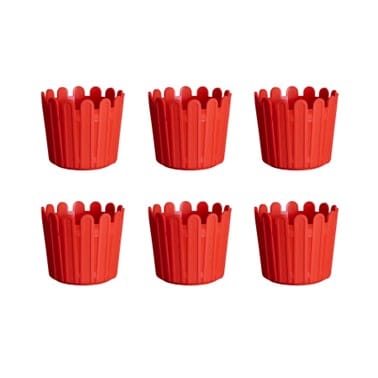 Set of 06 - 6 Inch Red Premium Tippy Plastic Pot
