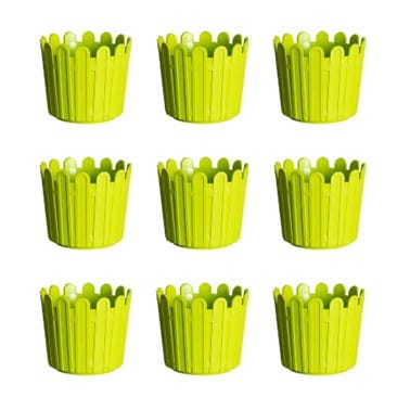 Set of 09 - 6 Inch Green Premium Tippy Plastic Pot
