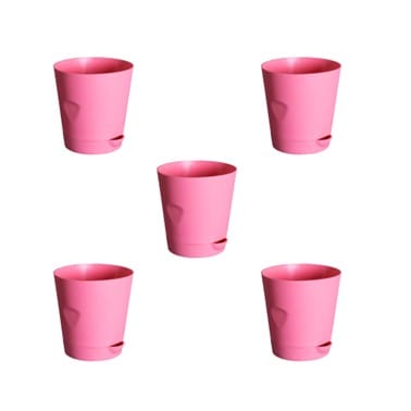 Set of 05 - 4 Inch Pink Florence Self Watering Pot