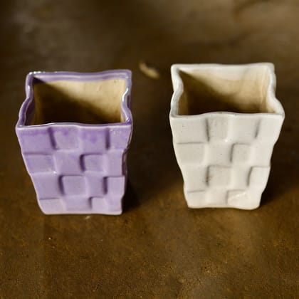 Buy Set of 2 - 6 Inch Square Bricks Designer Ceramic Pot (any colour) Online | Urvann.com
