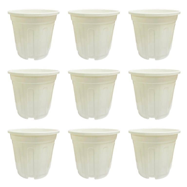 Set of 09 - 6 Inch White Super Nursery Pot