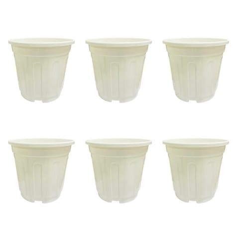 Set of 06 - 6 Inch White Super Nursery Pot