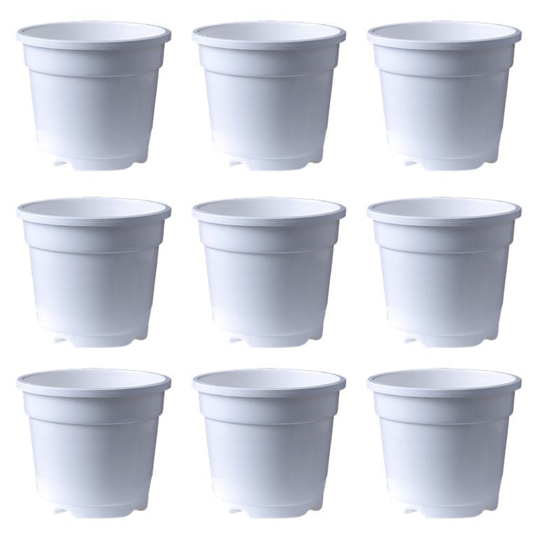 Set of 09 - 4 Inch White Nursery Pot