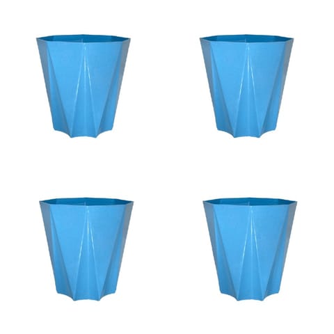 Set of 4 - 4 Inch Blue Marble Premium Diamanti Plastic Pot