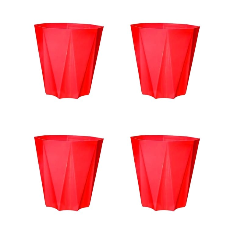 Set of 4 - 4 Inch Red Premium Diamanti Plastic Pot