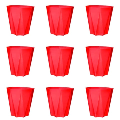 Set of 9 - 4 Inch Red Premium Diamanti Plastic Pot