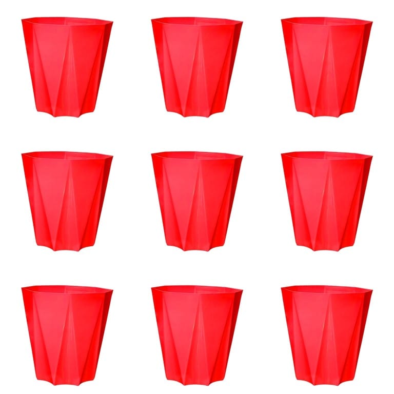 Set of 9 - 4 Inch Red Premium Diamanti Plastic Pot