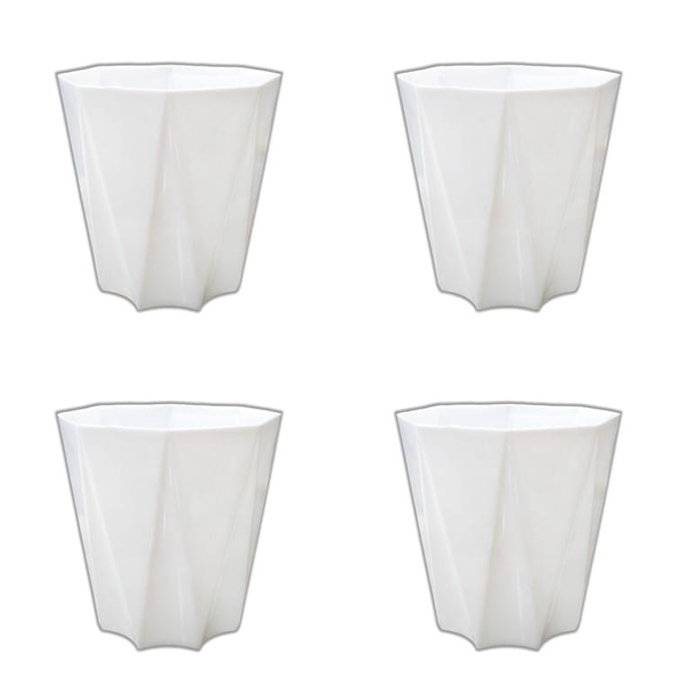 Set of 4 - 4 Inch White Premium Diamanti Plastic Pots