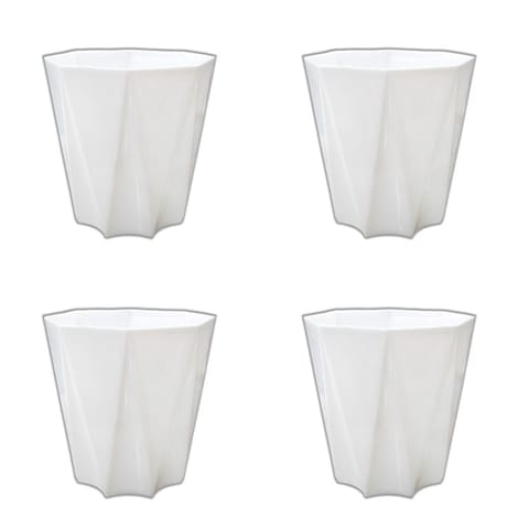 Set of 4 - 4 Inch White Premium Diamanti Plastic Pots