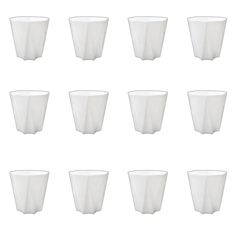 Set of 12 - 4 Inch White Premium Diamanti Plastic Pots