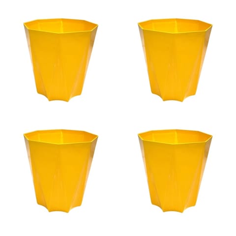 Set of 4 - 4 Inch Yellow Premium Diamanti Plastic Pots