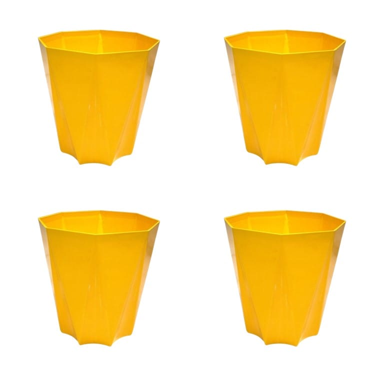 Set of 4 - 4 Inch Yellow Premium Diamanti Plastic Pots