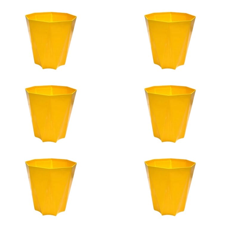 Set of 6 - 4 Inch Yellow Premium Diamanti Plastic Pots