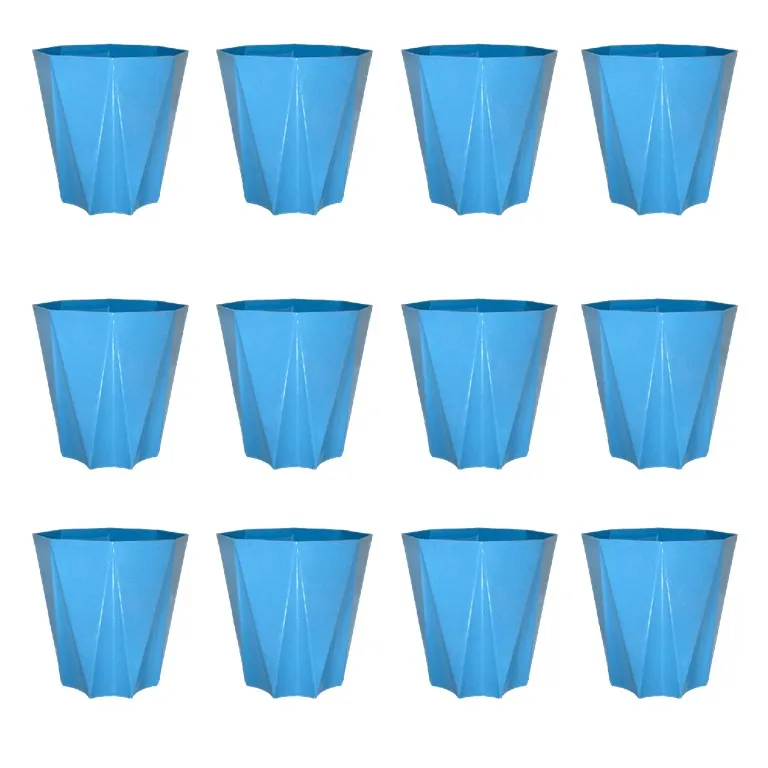 Set of 12 - 4 Inch Blue Marble Premium Diamanti Plastic Pots