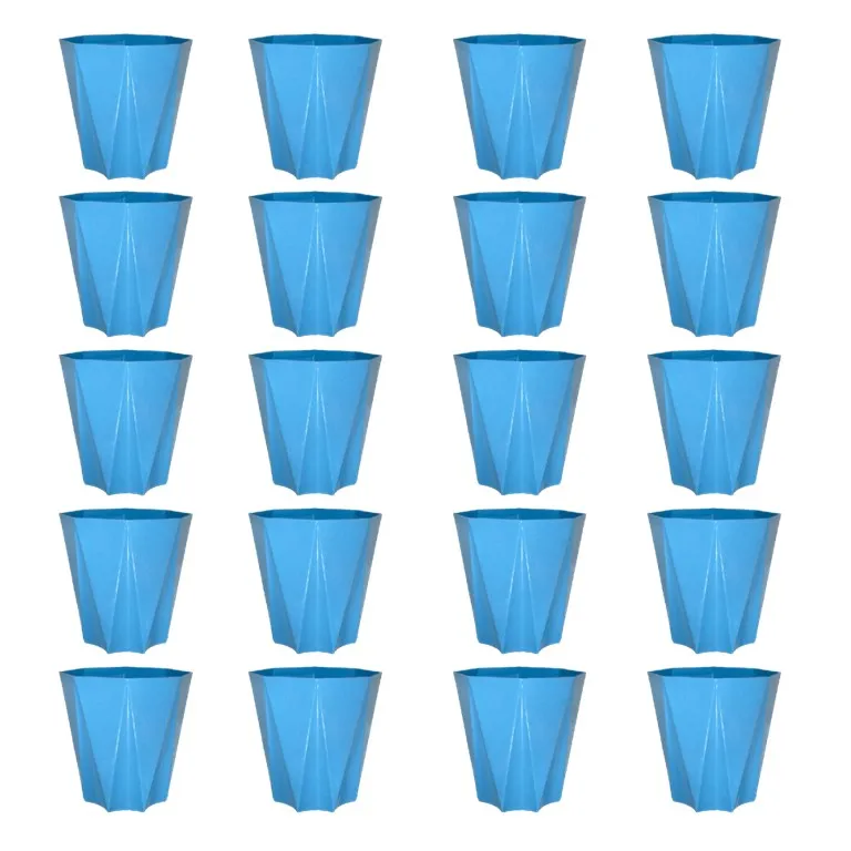 Set of 20 - 4 Inch Blue Marble Premium Diamanti Plastic Pots