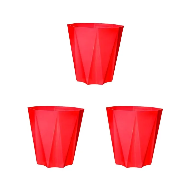 Set of 3 - 4 Inch Red Premium Diamanti Plastic Pots