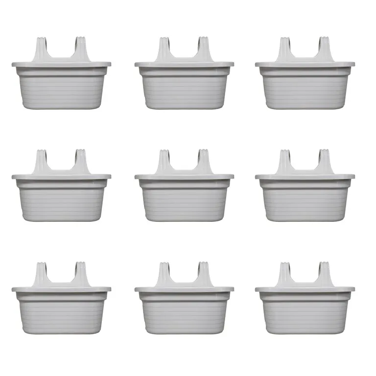 Set of 9 - 14 X 10 Inch White Double Hook Hanging Plastic Pot