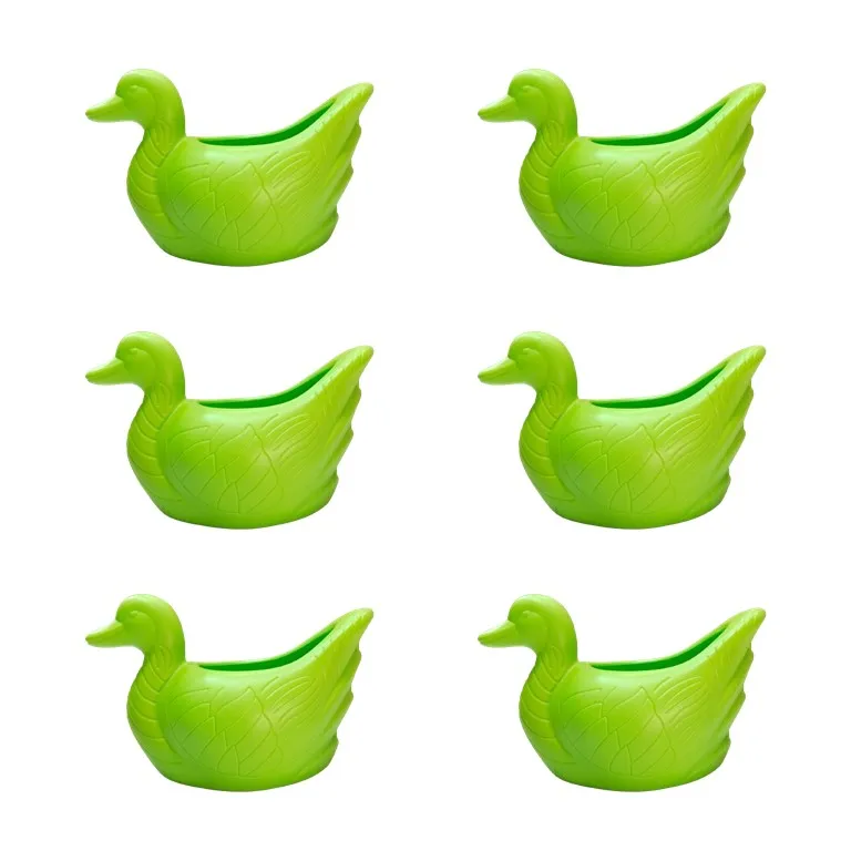 Set of 6 - 6.5 X 5.5 Inch Green Premium Duck Plastic Pot