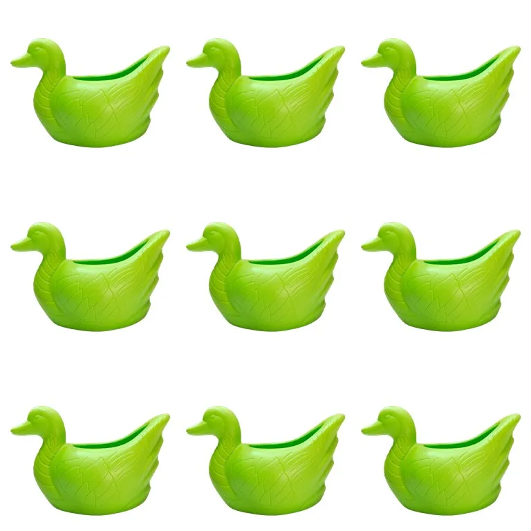 Set of 9 - 6.5 X 5.5 Inch Green Premium Duck Plastic Pot