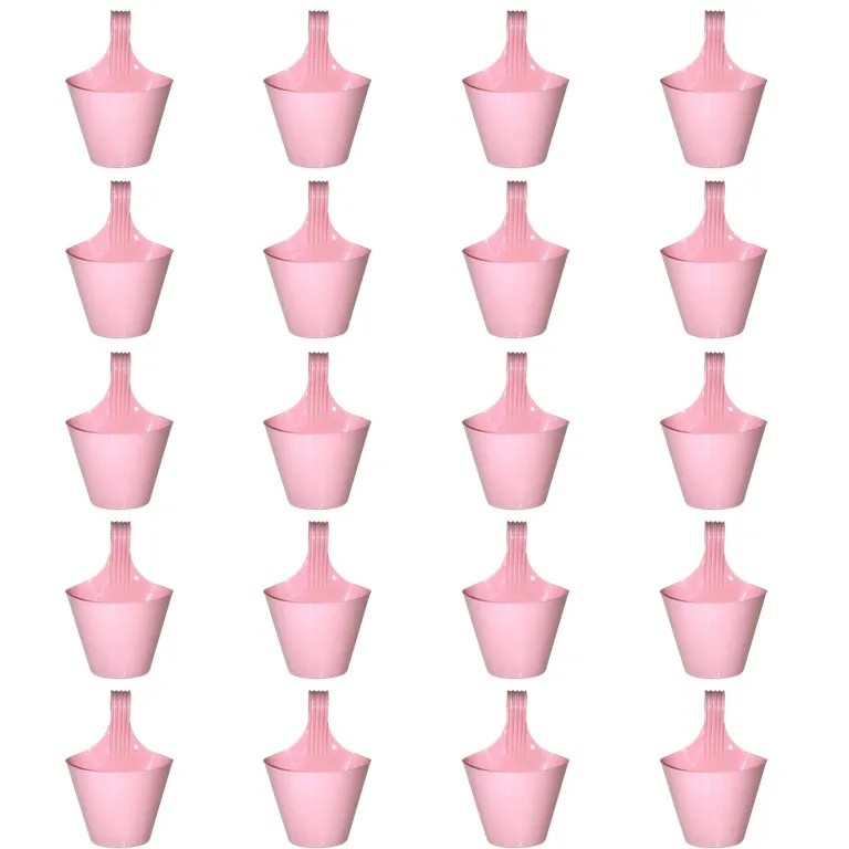 Set of 20 - 8 Inch Pink Marble Single Hook Hanging Plastic Pot