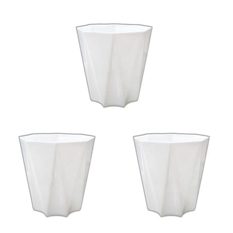 Set of 3 - 4 Inch White Premium Diamanti Plastic Pot