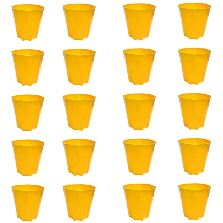 Set of 20 - 4 Inch Yellow Premium Diamanti Plastic Pot