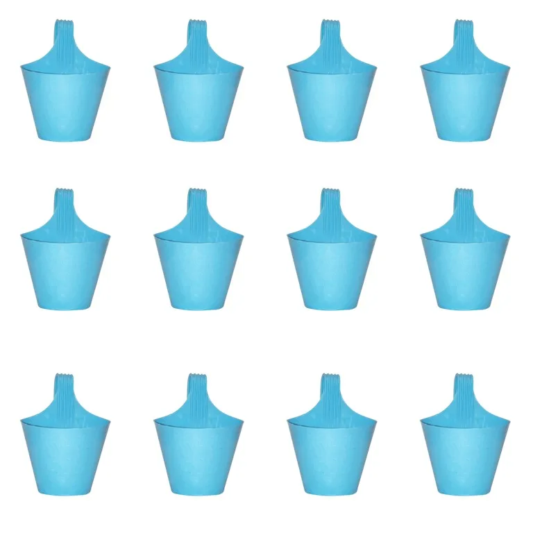 Set of 12 - 8 Inch Blue Marble Single Hook Hanging Plastic Pot