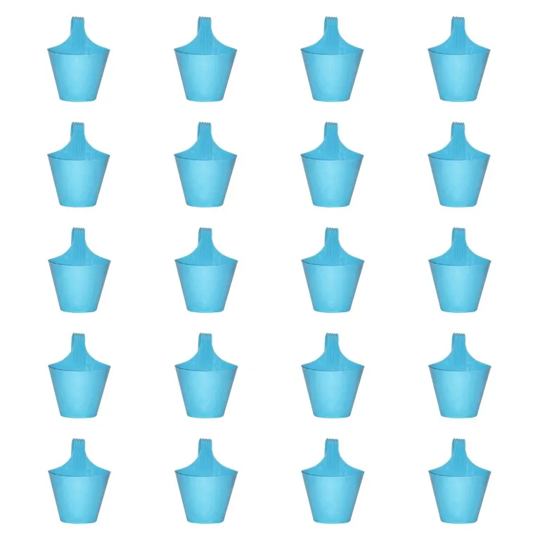 Set of 20 - 8 Inch Blue Marble Single Hook Hanging Plastic Pot