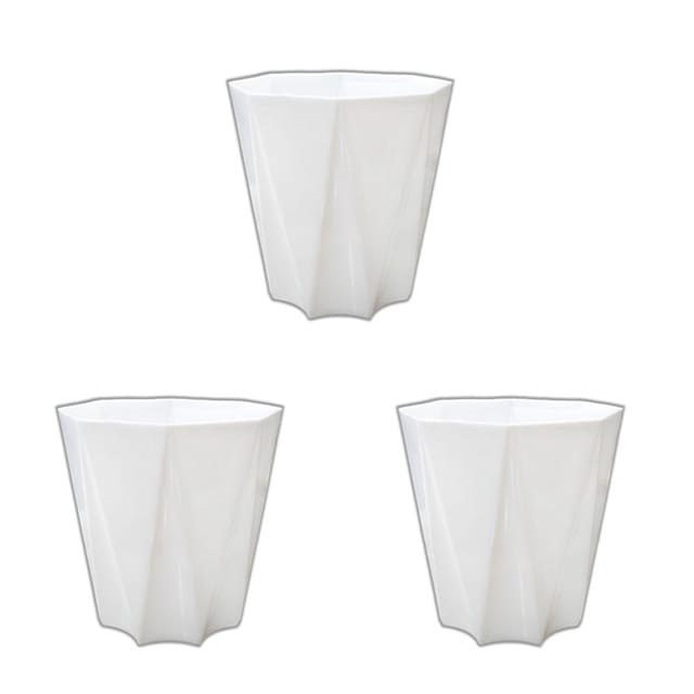 Set of 3 - 4 Inch White Premium Diamanti Plastic Pot