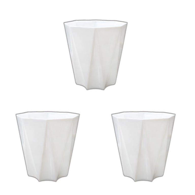 Set of 3 - 4 Inch White Premium Diamanti Plastic Pot