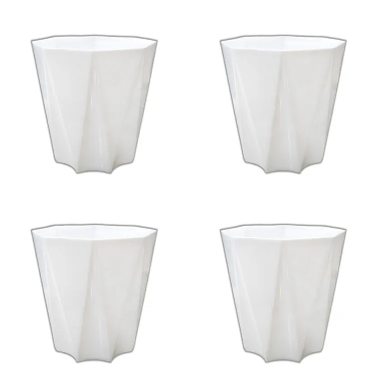 Set of 4 - 4 Inch White Premium Diamanti Plastic Pot