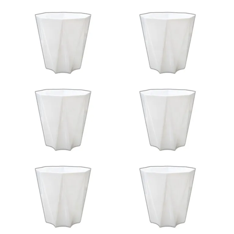 Set of 6 - 4 Inch White Premium Diamanti Plastic Pot
