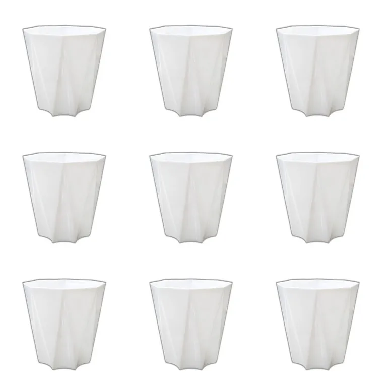 Set of 9 - 4 Inch White Premium Diamanti Plastic Pot