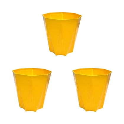 Set of 3 - 4 Inch Yellow Premium Diamanti Plastic Pot