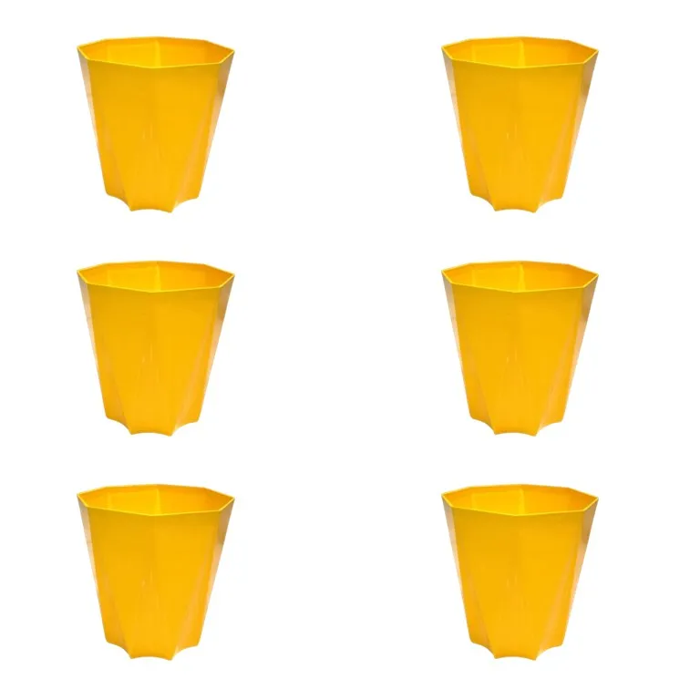 Set of 6 - 4 Inch Yellow Premium Diamanti Plastic Pot
