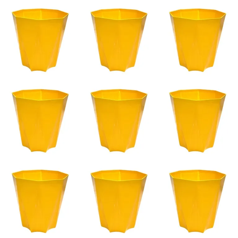 Set of 9 - 4 Inch Yellow Premium Diamanti Plastic Pot